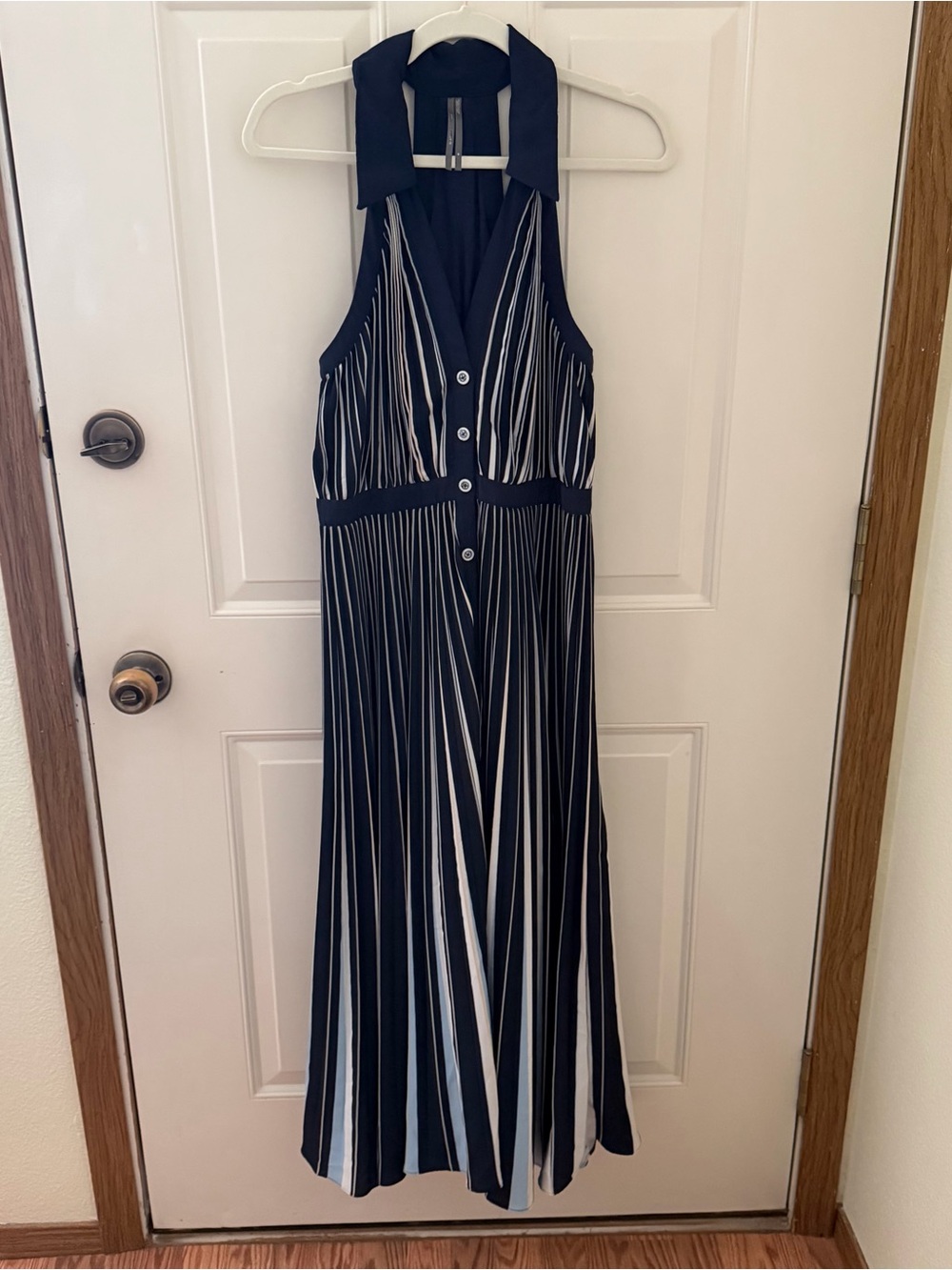 Anthropologie Blue Halter Pleated Midi
Dress Size Medium - Picture 2 of 9